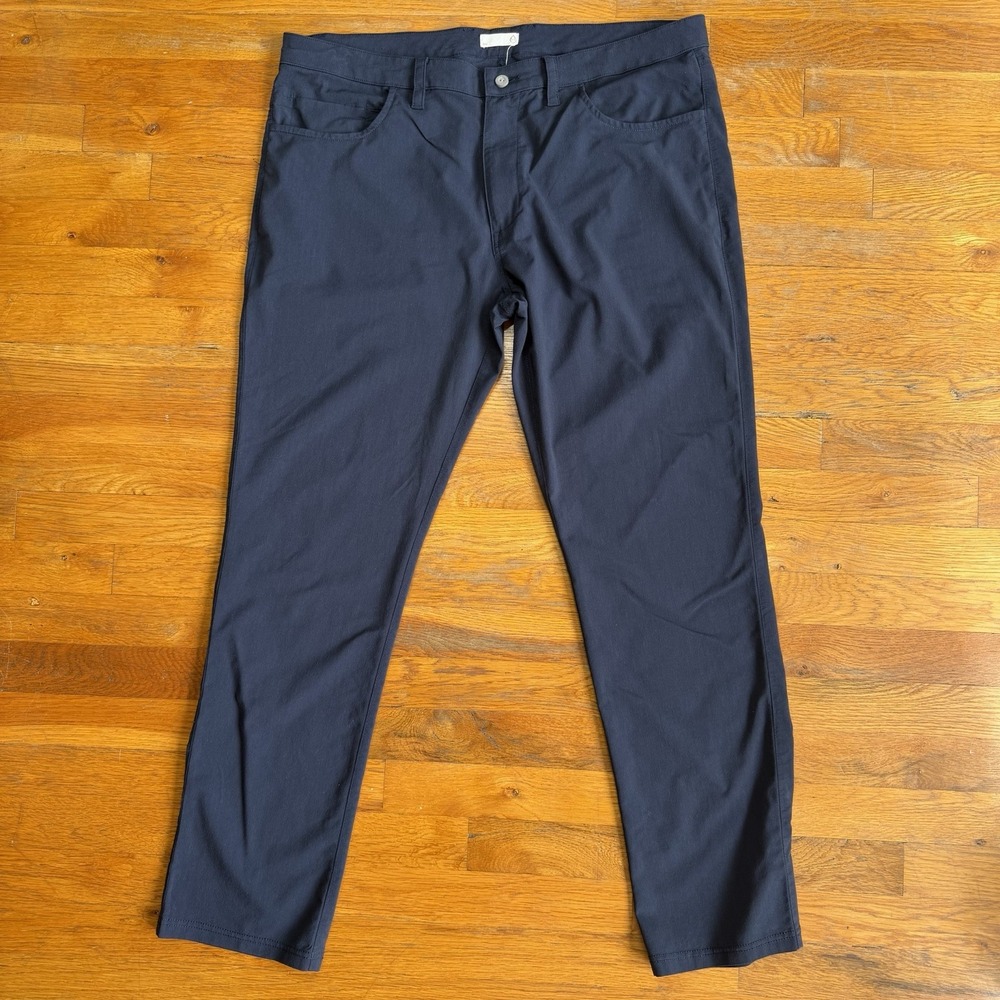 Tasc Mens Performance Tailored Pants Sz 38 Navy Bamboo Viscose Blend Stretch